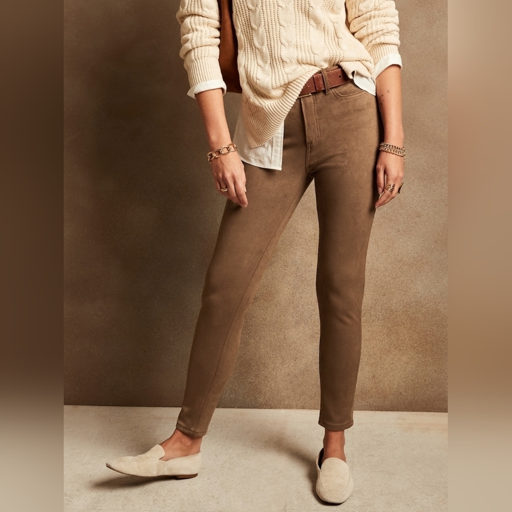 Banana Republic Vegan Suede High-Rise Slim Ankle Pants 4P